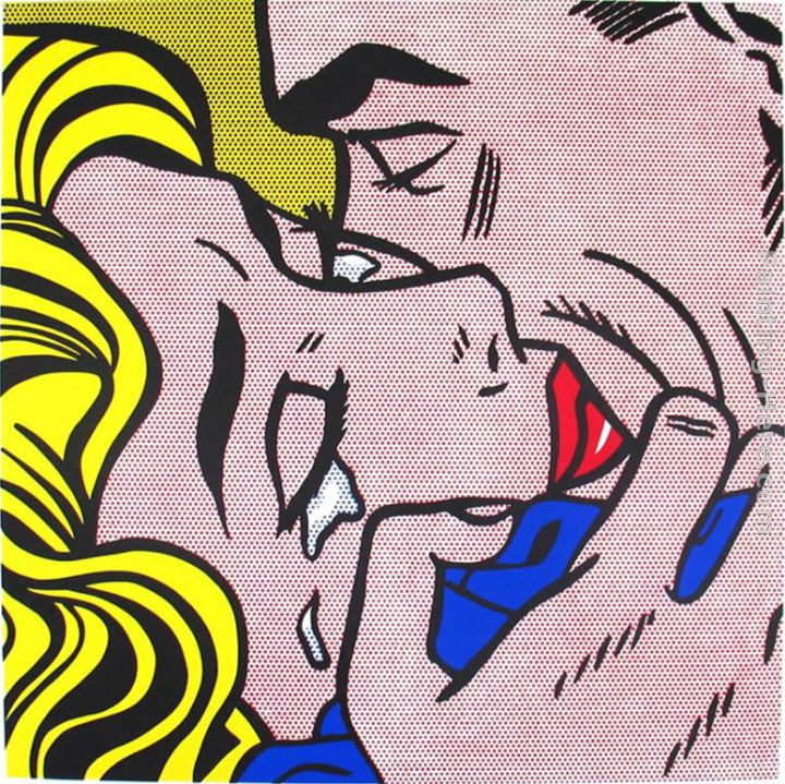 The Kiss V painting - Roy Lichtenstein The Kiss V art painting